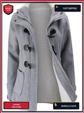 Womens Fleece Thicken Hooded Winter Warm Coat Horn Button Jacket